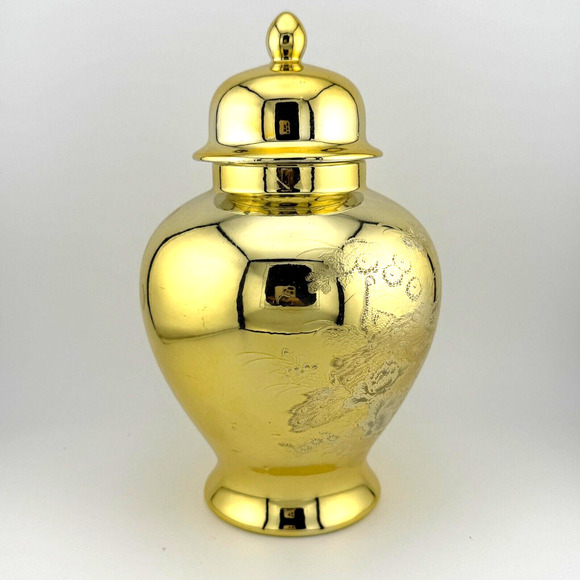 Japanese Ginger Jar Gold Gilt Silver Pheasant - Picture 2 of 10